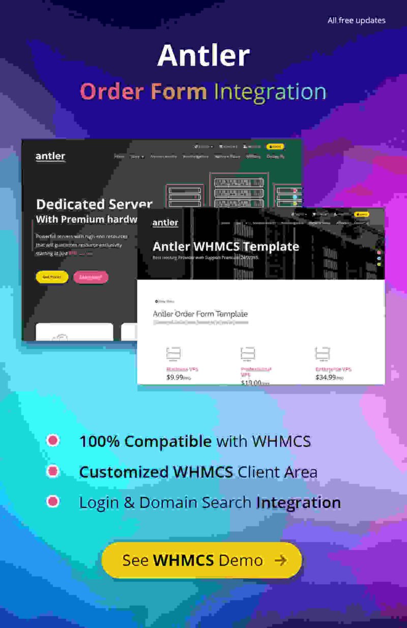 Discover Antler - Hosting Provider & WHMCS Template By inebur v3.8.1 designed for web hosting companies. Create a professional online presence with stunning