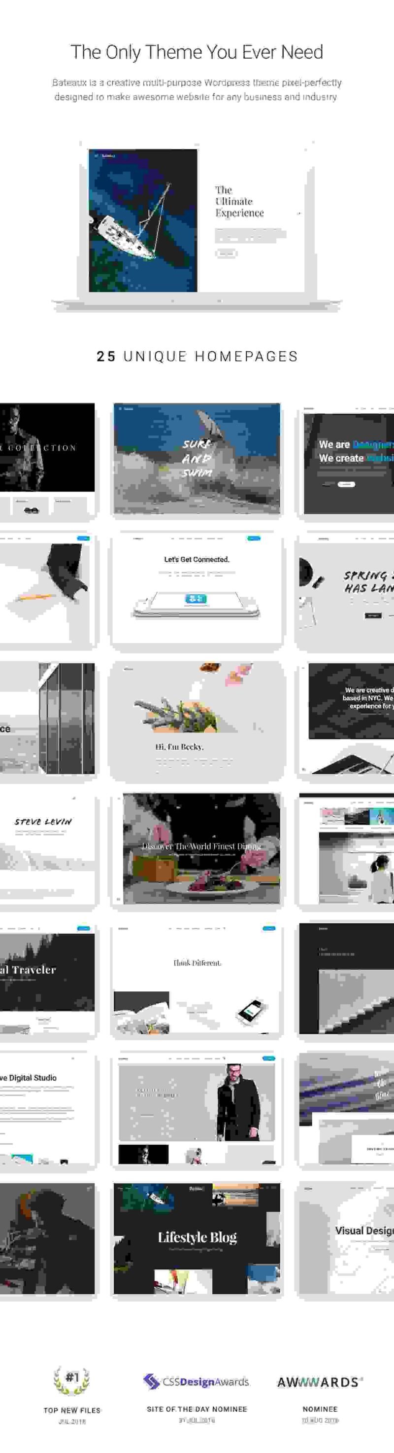 Bateaux - Creative Multi-Purpose WordPress Theme features for creating versatile and stylish websites Explore its design options performance SEO features