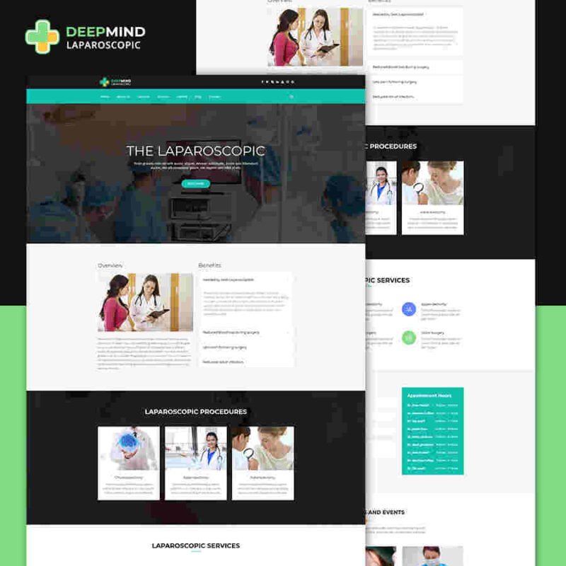 DeepMind Coronavirus Hospital and Heath HTML Template v2.0 offering pandemic-specific tools, SEO optimization, and appointment booking features