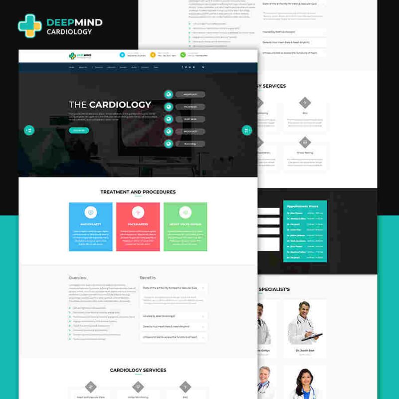 DeepMind Coronavirus Hospital and Heath HTML Template v2.0 offering pandemic-specific tools, SEO optimization, and appointment booking features