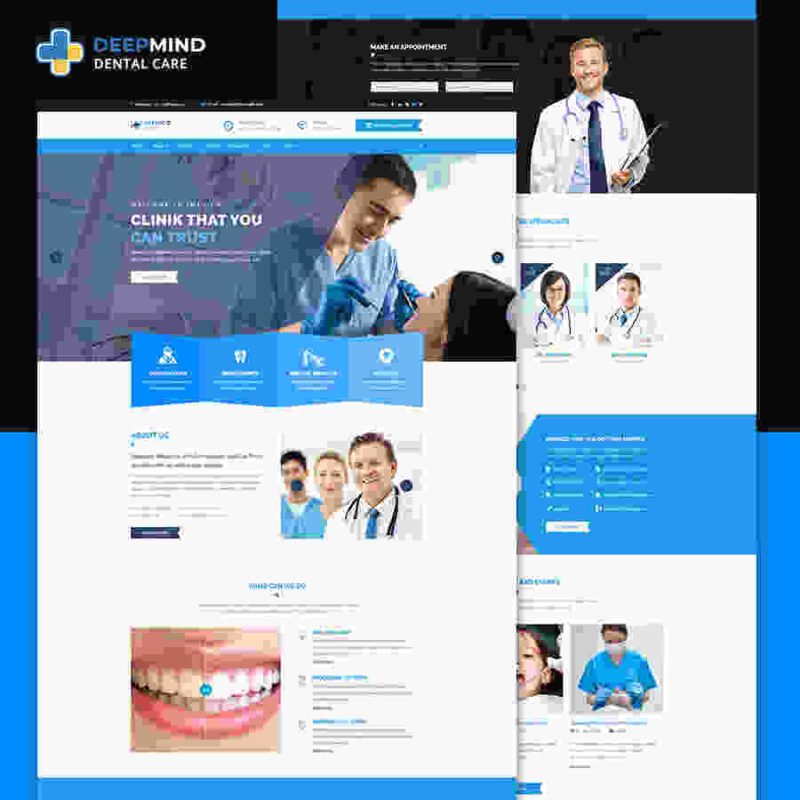 DeepMind Coronavirus Hospital and Heath HTML Template v2.0 offering pandemic-specific tools, SEO optimization, and appointment booking features