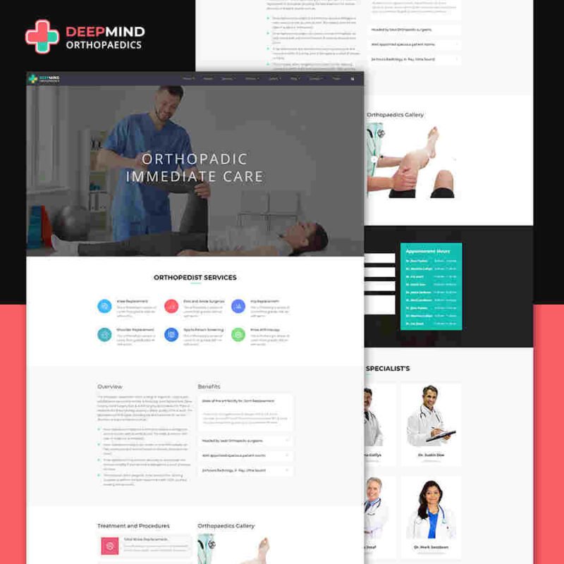 DeepMind Coronavirus Hospital and Heath HTML Template v2.0 offering pandemic-specific tools, SEO optimization, and appointment booking features