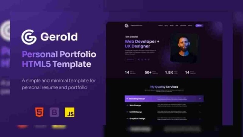 Explore the Gerold - Personal Portfolio HTML Template, designed to showcase your skills and portfolio beautifully Learn about its features, usability