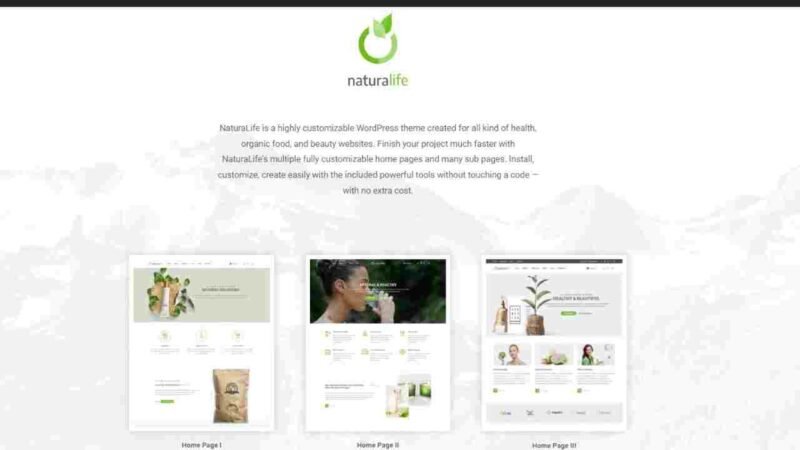 Build a beautiful sustainable website with NaturaLife - Health & Organic WordPress Theme. Perfect for organic shops wellness centers and eco-friendly