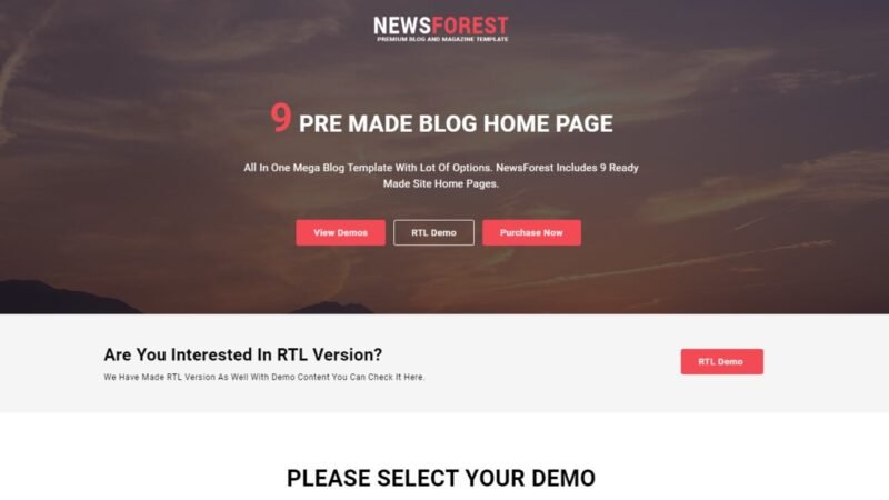 Discover the NewsForest - Magazine / Blog HTML Template + RTL v2.0, a versatile solution for bloggers and online magazines. Enjoy a clean design